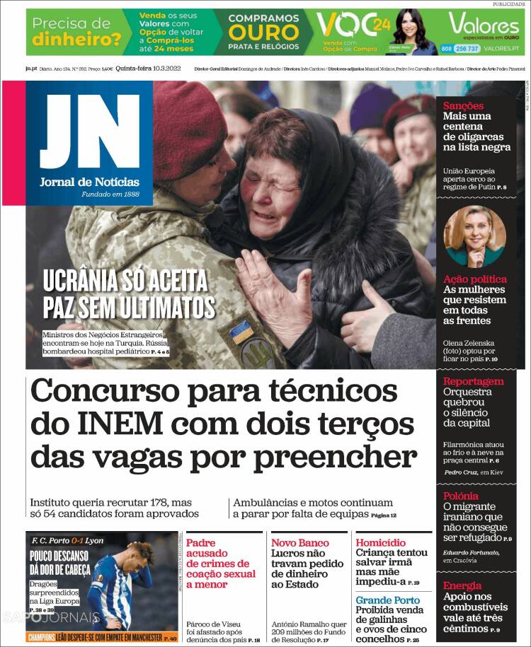 Portada de Jornal de Notícias (Portugal)