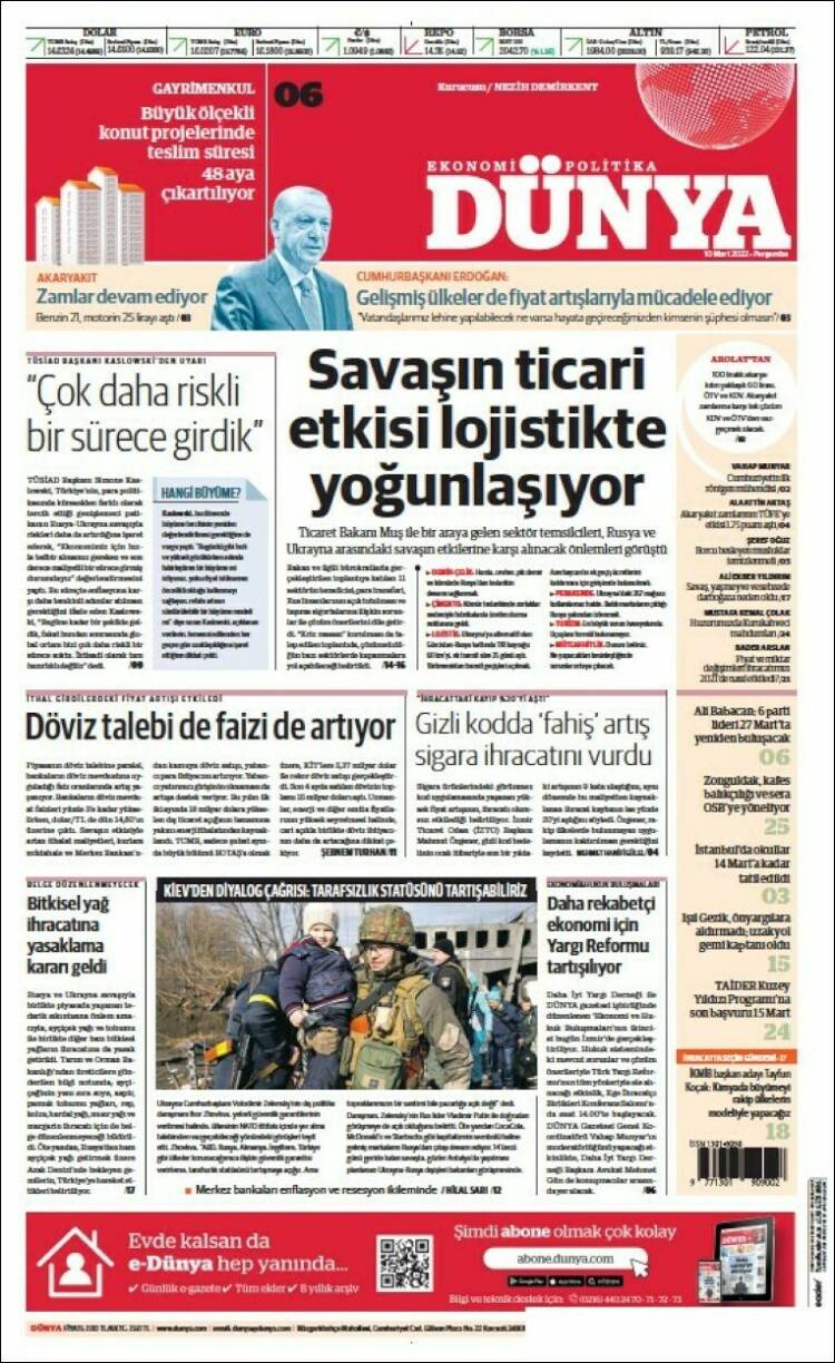 Portada de Dünya (Turqu&iacute;a)