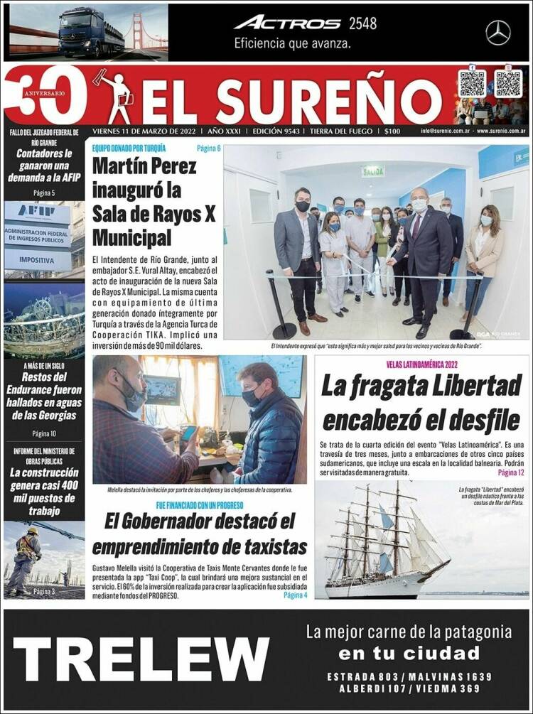 Portada de Diario El Sureño (Argentina)