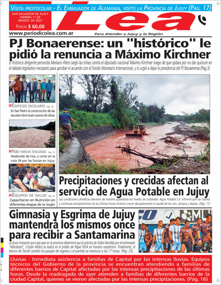 Portada de Periódico Lea (Argentina)