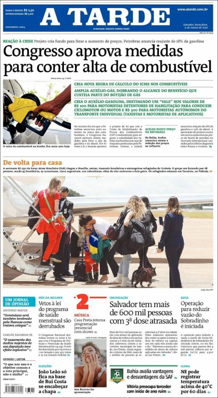 Portada de Diário A Tarde (Brasil)