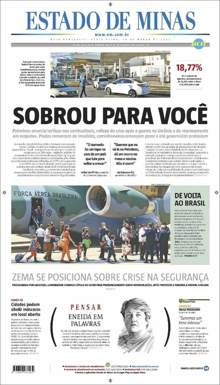 Portada de Jornal Estado de Minas (Brasil)