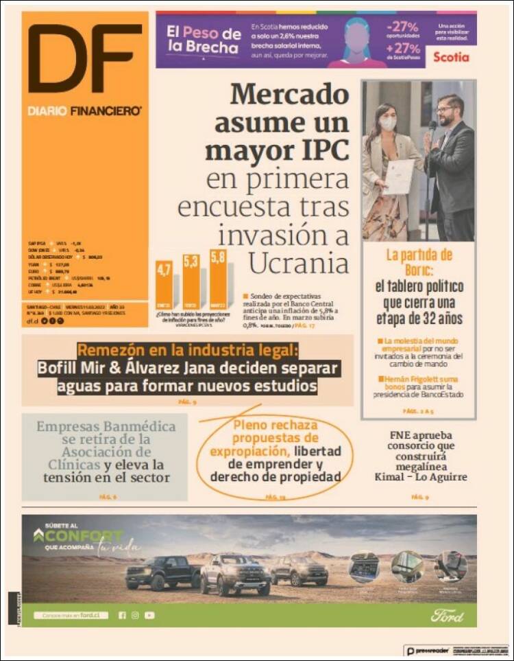 Portada de Diario Financiero (Chile)