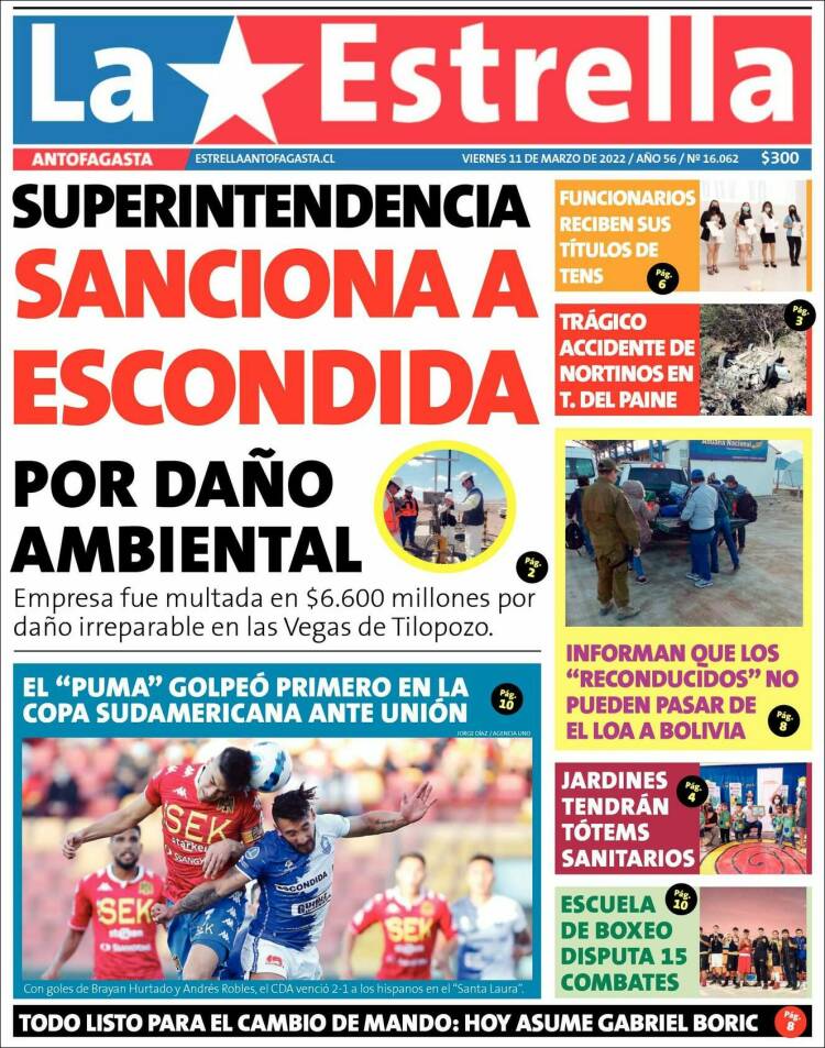 Portada de La Estrella del Norte (Chile)