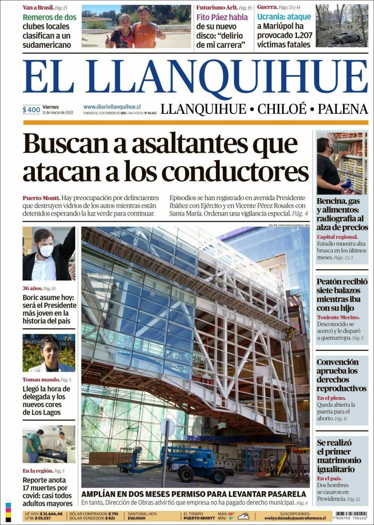 Portada de El Llanquihue (Chile)