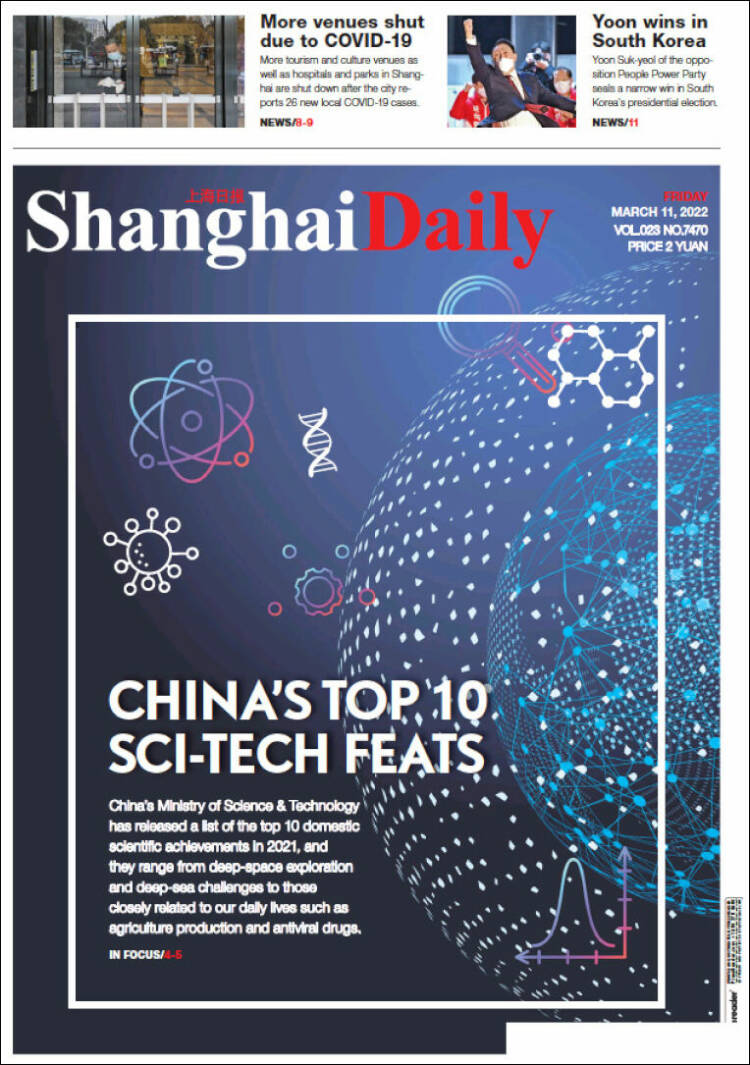 Portada de Shanghai Daily (China)