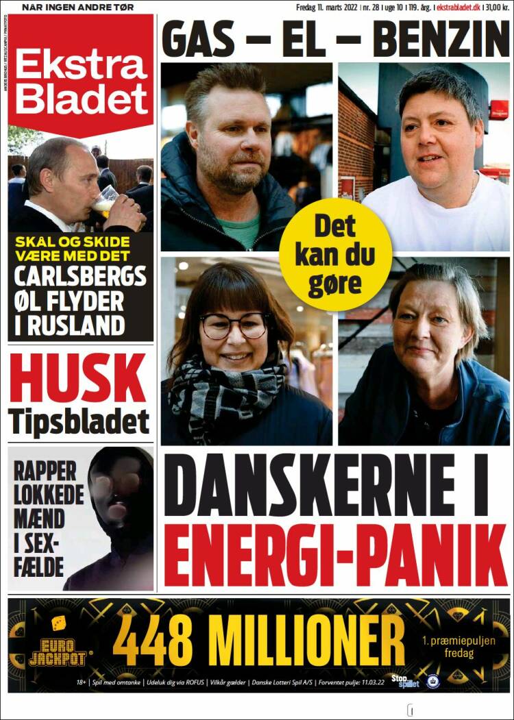 Portada de Ekstra Bladet (Dinamarca)