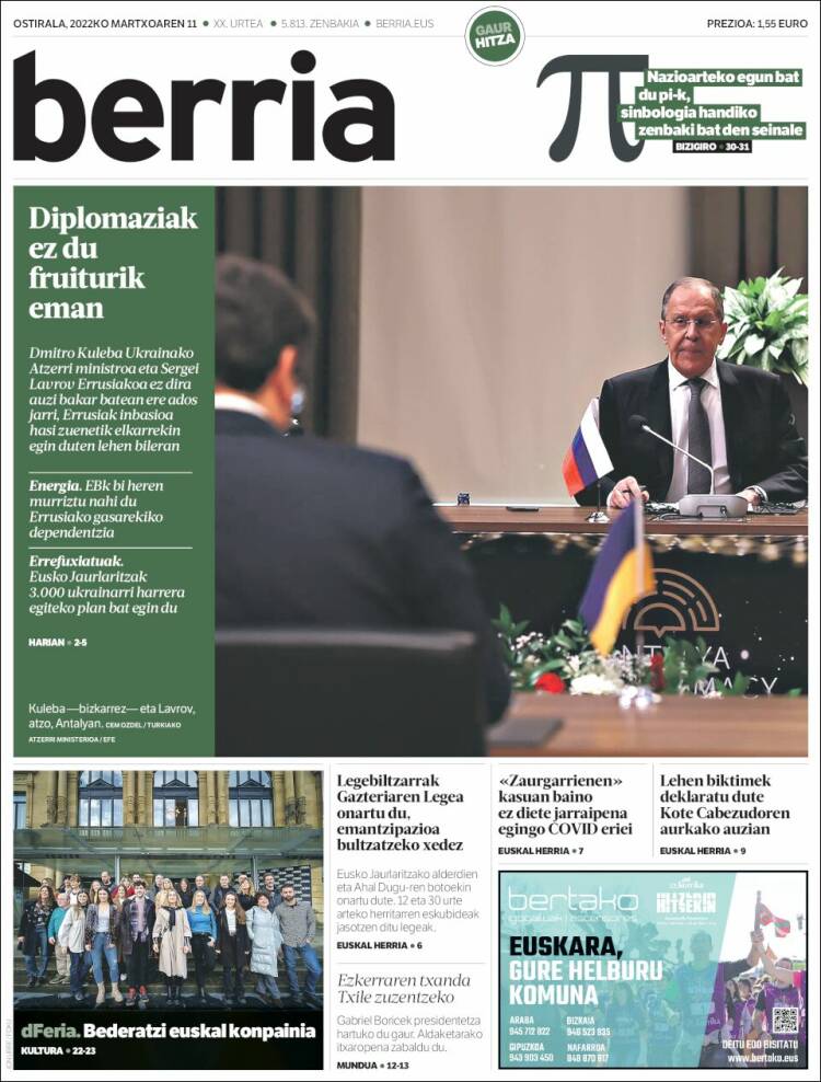 Portada de Berria (España)