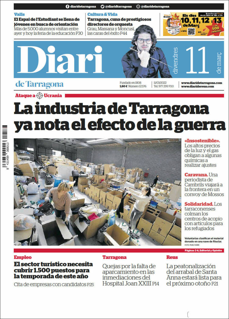 Portada de Diari de Tarragona (España)