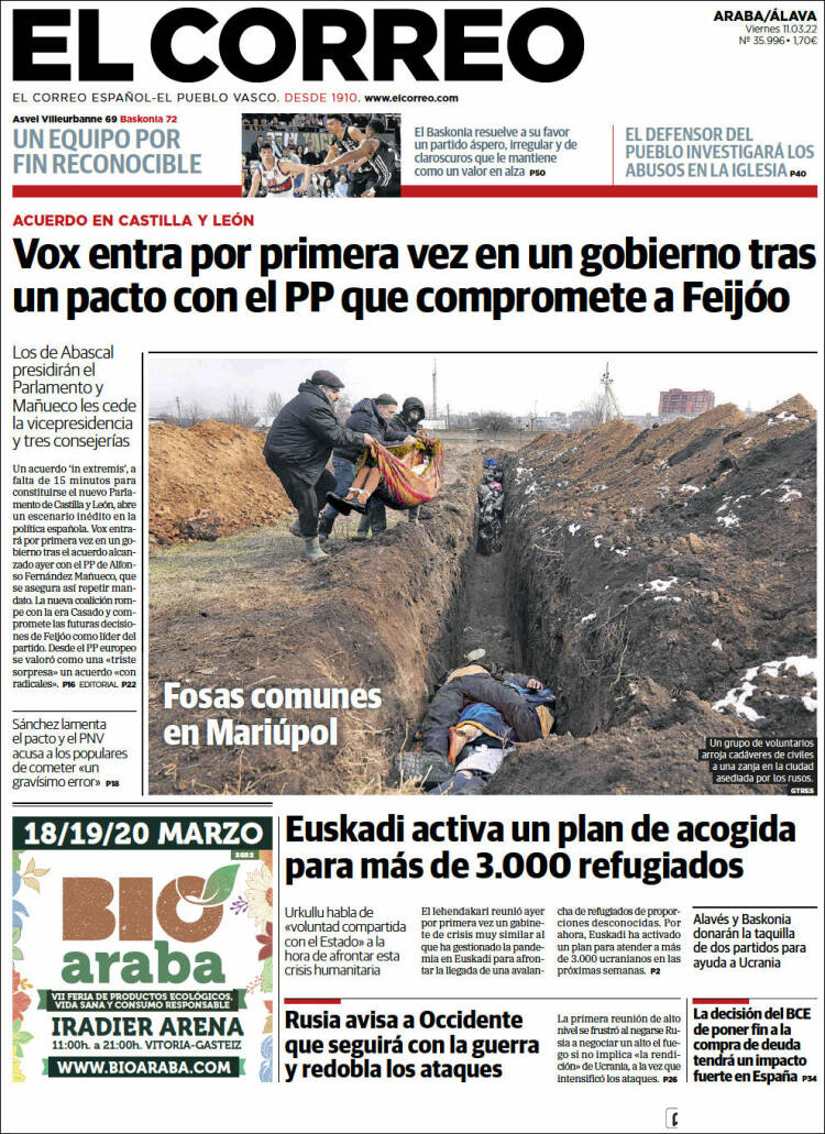 Portada de El Correo - Álava (España)