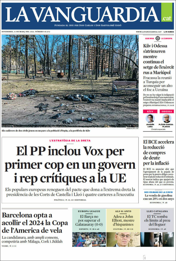 Portada de La Vanguardia (España)