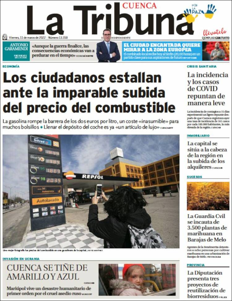 Portada de La Tribuna de Cuenca (España)