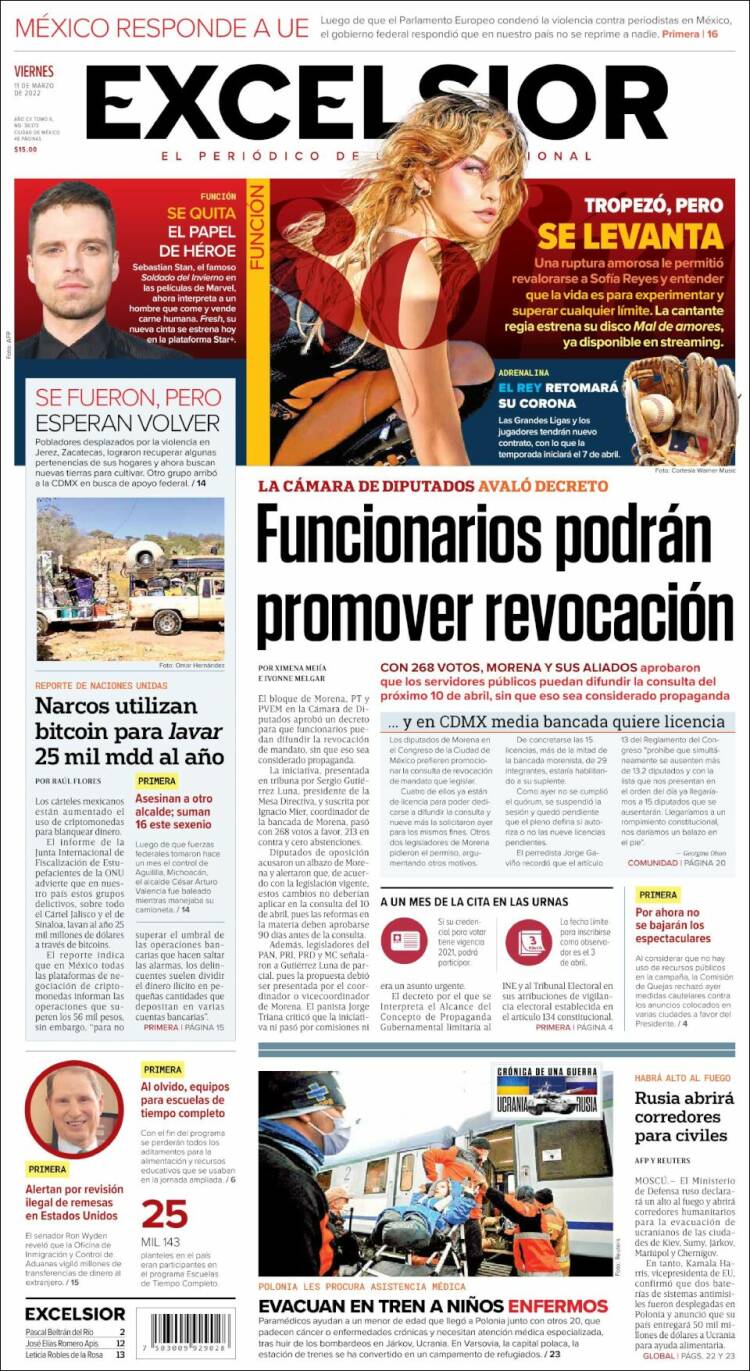 Portada de Excelsior (M&eacute;xico)
