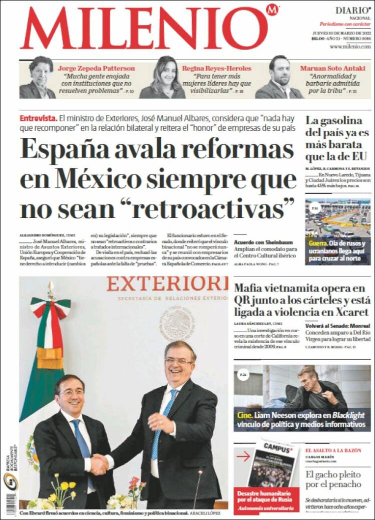 Portada de Milenio (M&eacute;xico)
