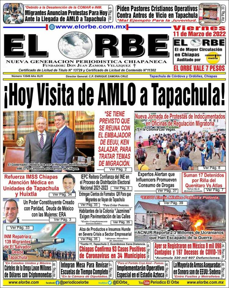 Portada de El Orbe (M&eacute;xico)