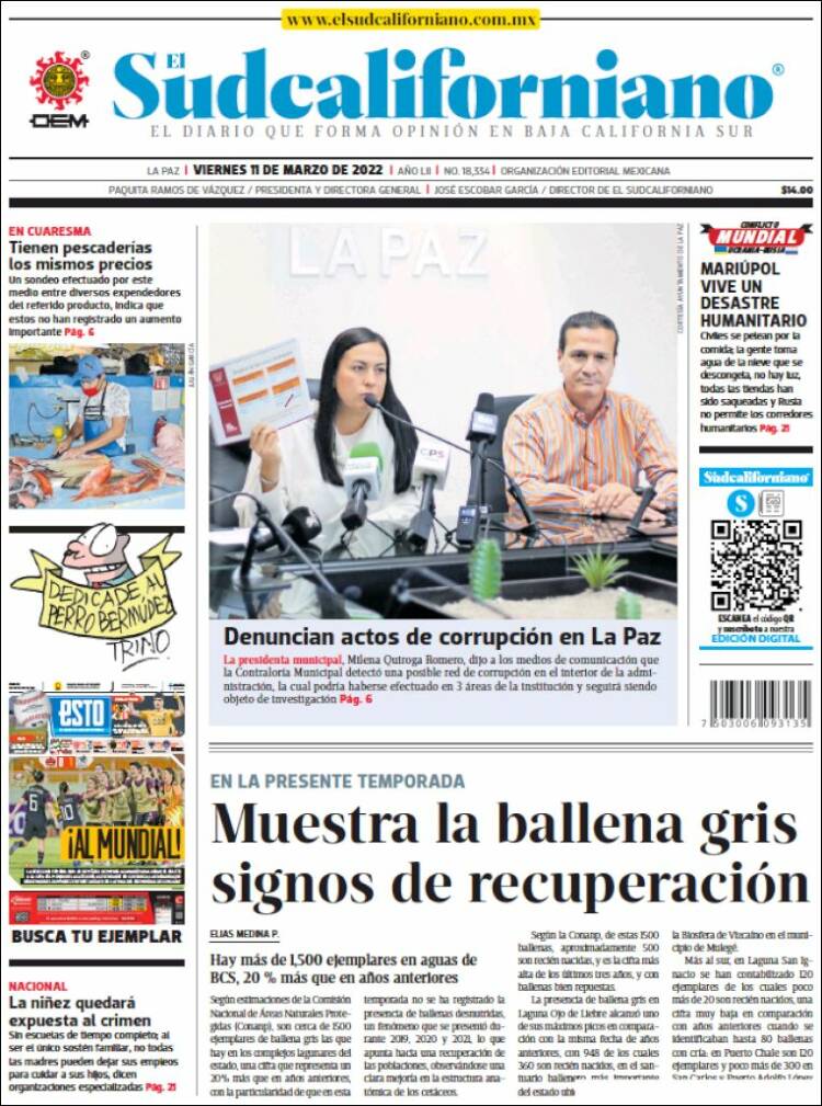 Portada de El Sudcaliforniano (M&eacute;xico)