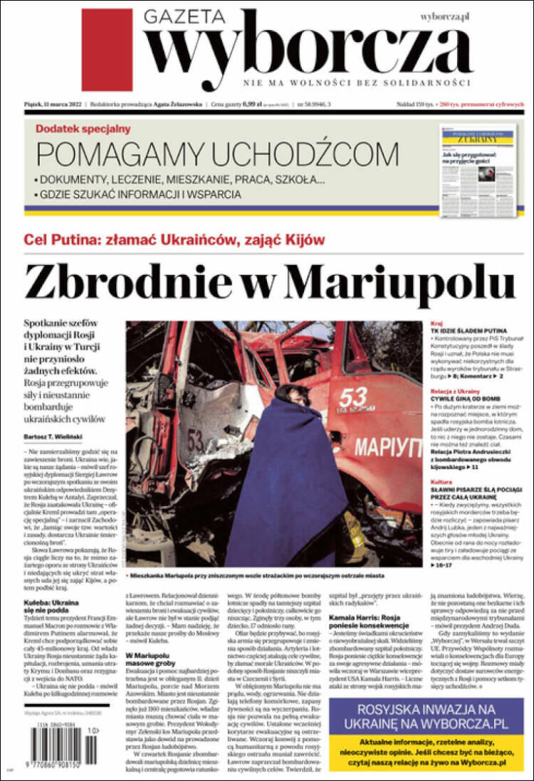 Portada de Gazeta Wyborcza (Polonia)