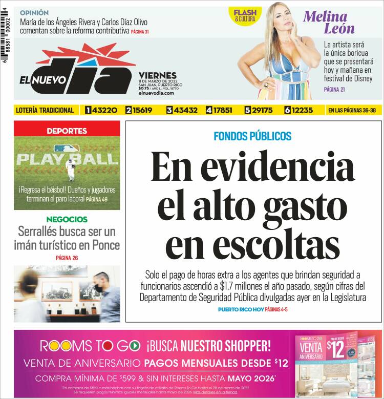 Portada de El Nuevo Día (Puerto Rico)
