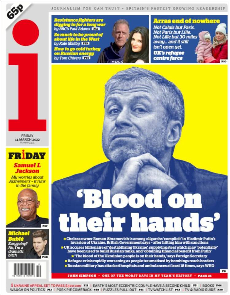 Portada de The i (Reino Unido)