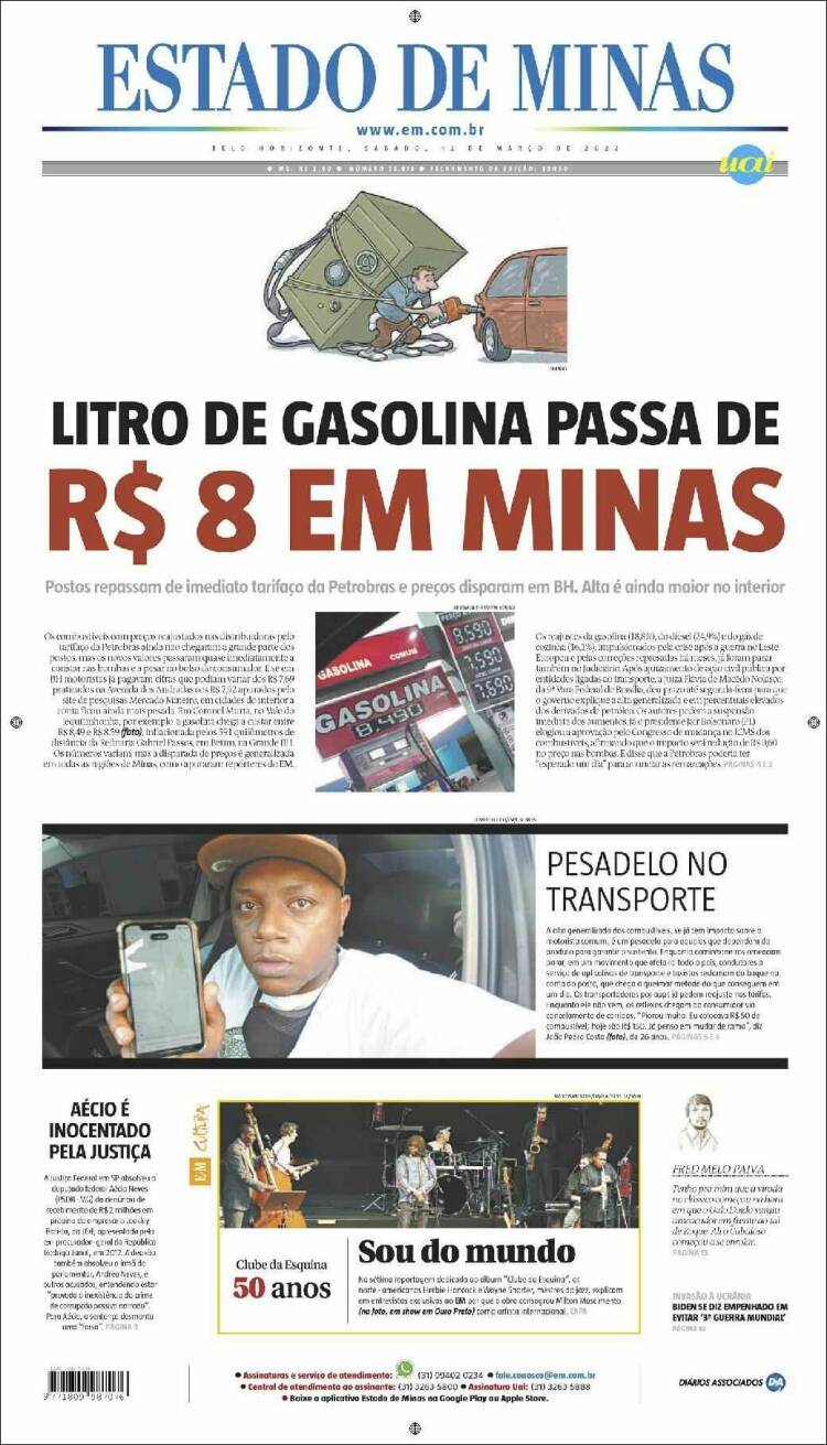 Portada de Jornal Estado de Minas (Brasil)
