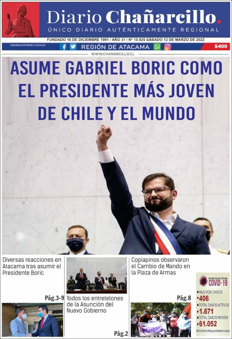 Portada de Diario Chañarcillo (Chile)
