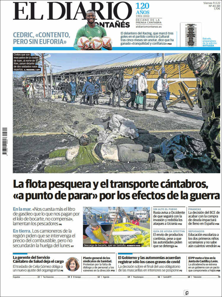 Portada de El Diario Montañés (España)