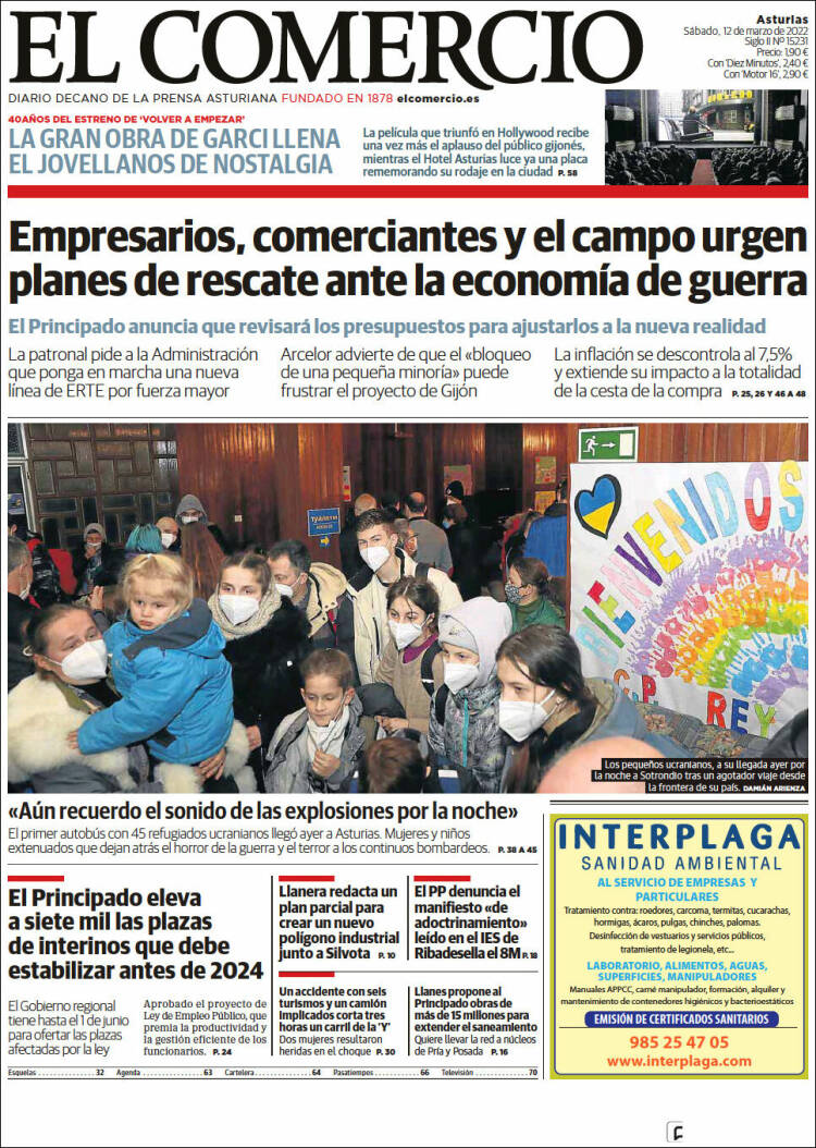 Portada de El Comercio (España)