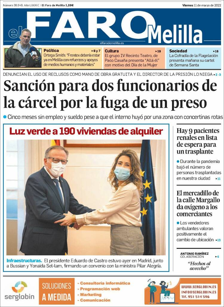 Portada de El Faro de Melilla (Espa&ntilde;a)