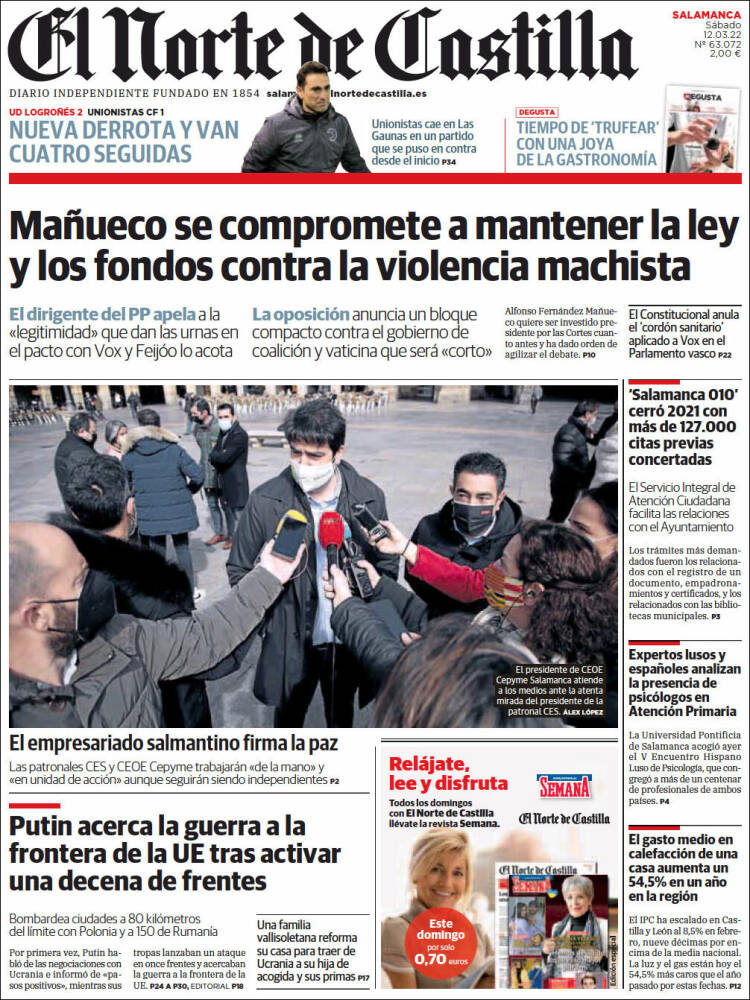 Portada de Norte de Castilla - Salamanca (Espa&ntilde;a)