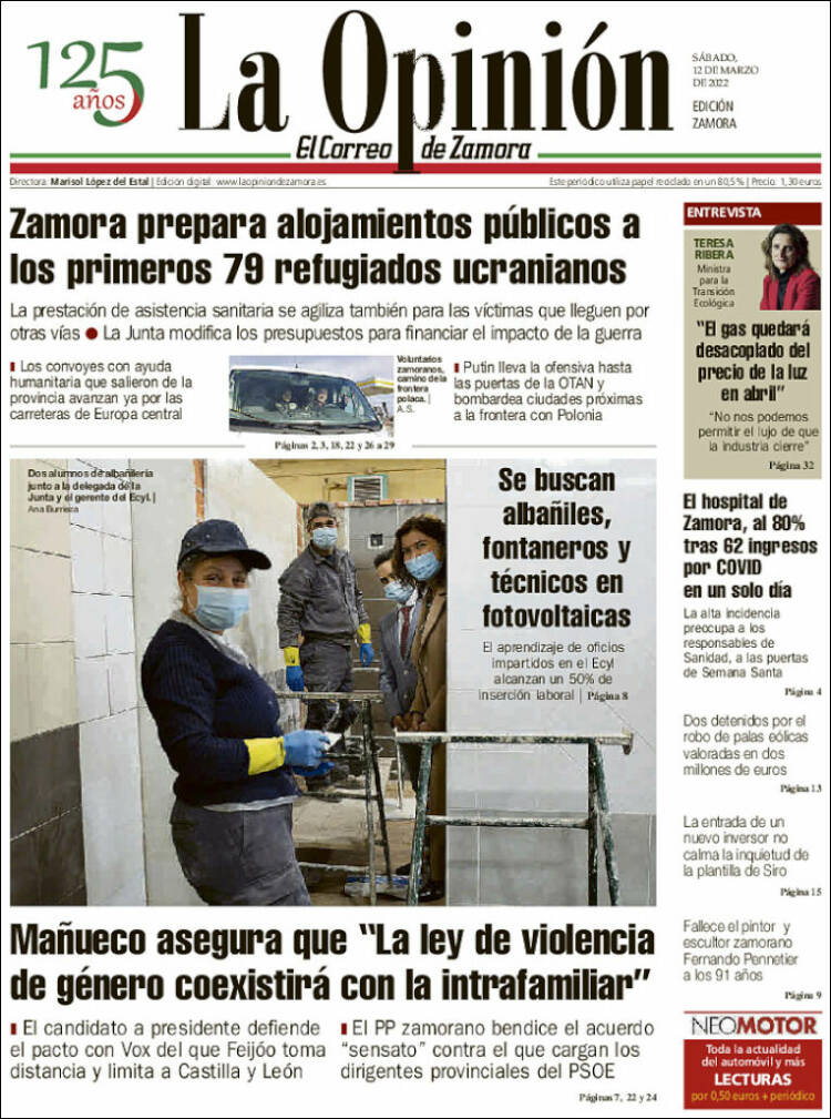 Portada de La Opinión - El Correo de Zamora (Espa&ntilde;a)