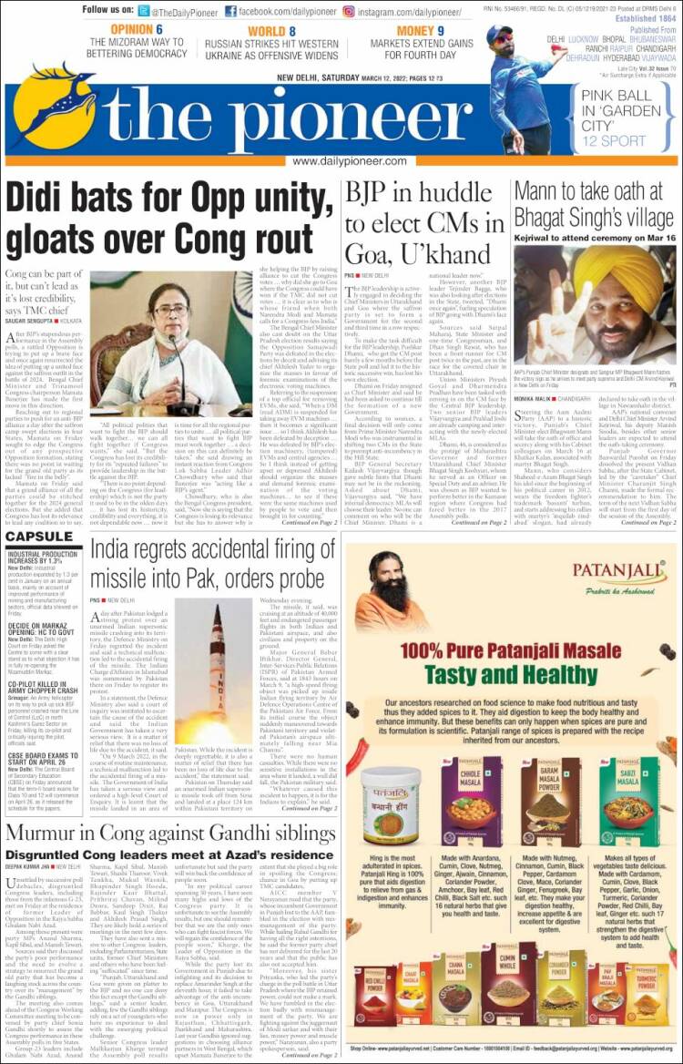 Portada de The Pioneer (India)