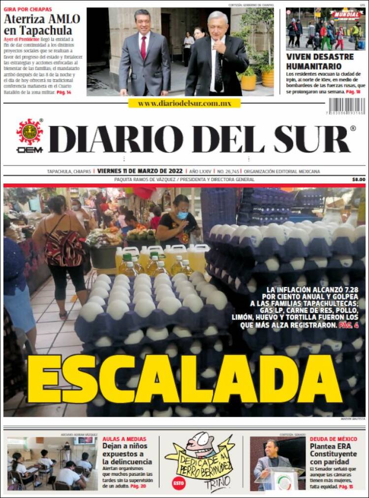 Portada de El Diario del Sur (M&eacute;xico)