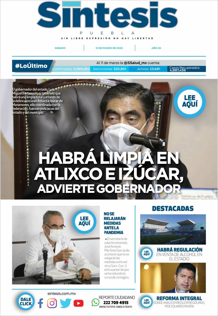 Portada de Síntesis - Puebla (M&eacute;xico)