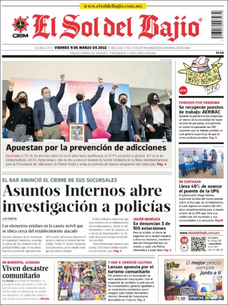 Portada de El Sol del Bajio (M&eacute;xico)