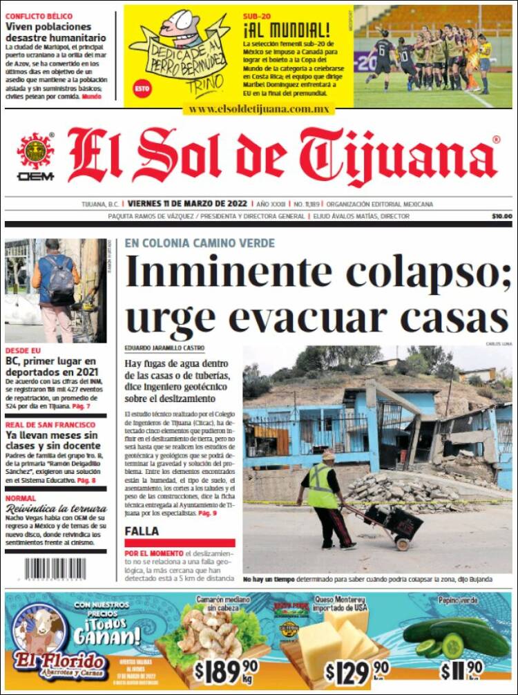 Portada de El Sol de Tijuana (M&eacute;xico)