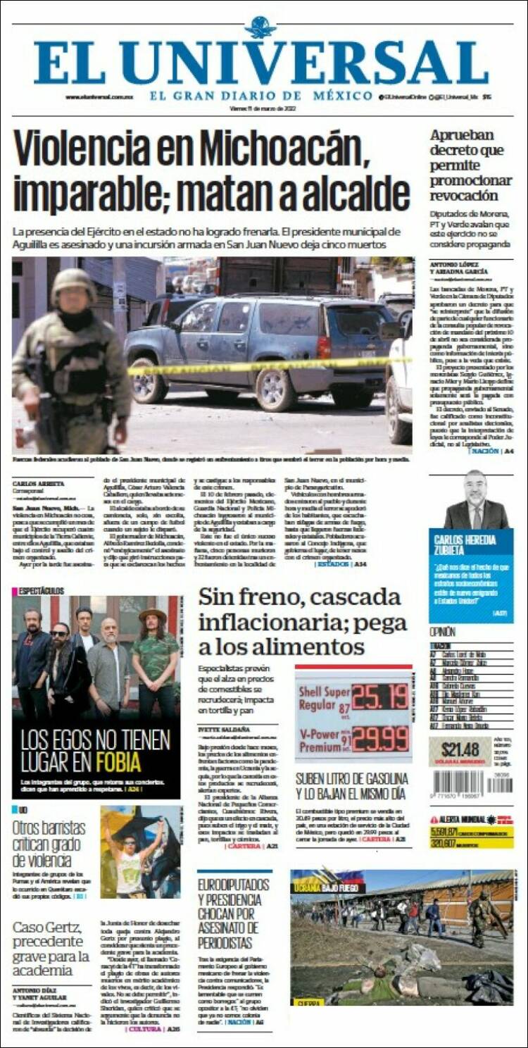 Portada de El Universal (M&eacute;xico)