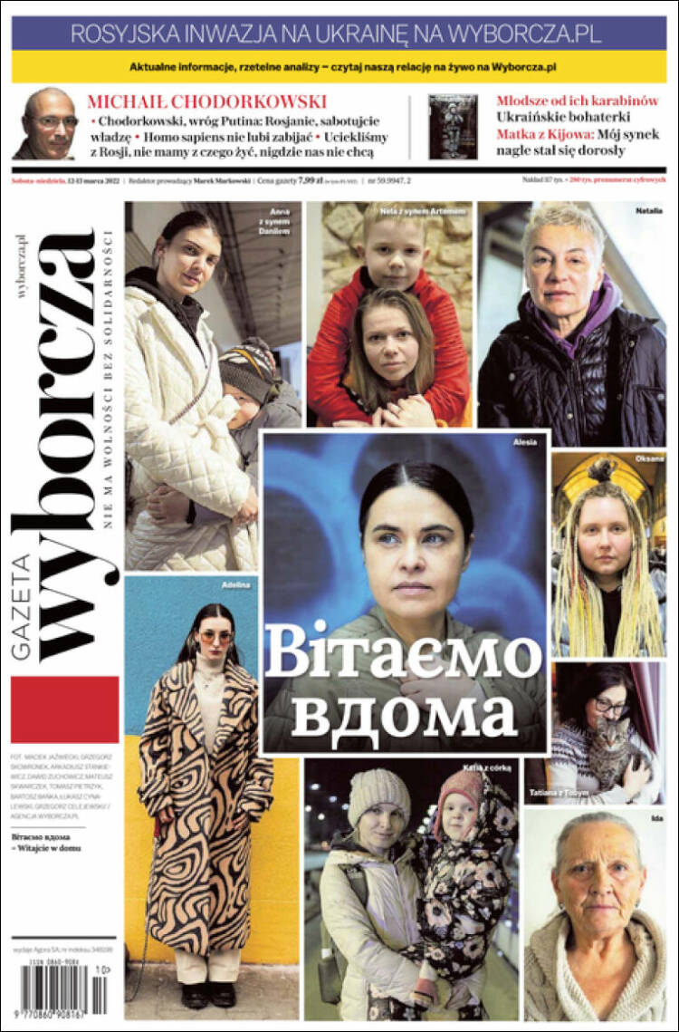 Portada de Gazeta Wyborcza (Polonia)