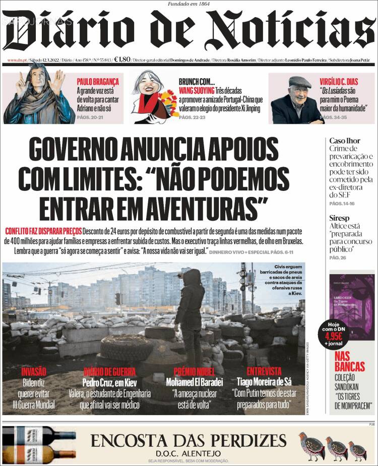 Portada de Diário de Noticias (Portugal)