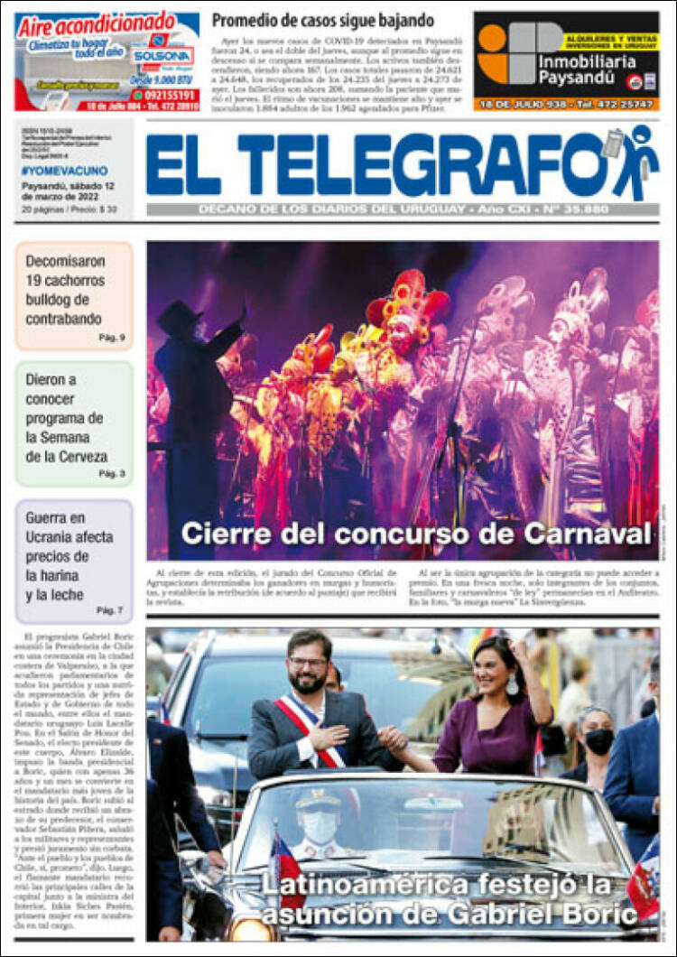 Portada de El Telégrafo (Uruguay)