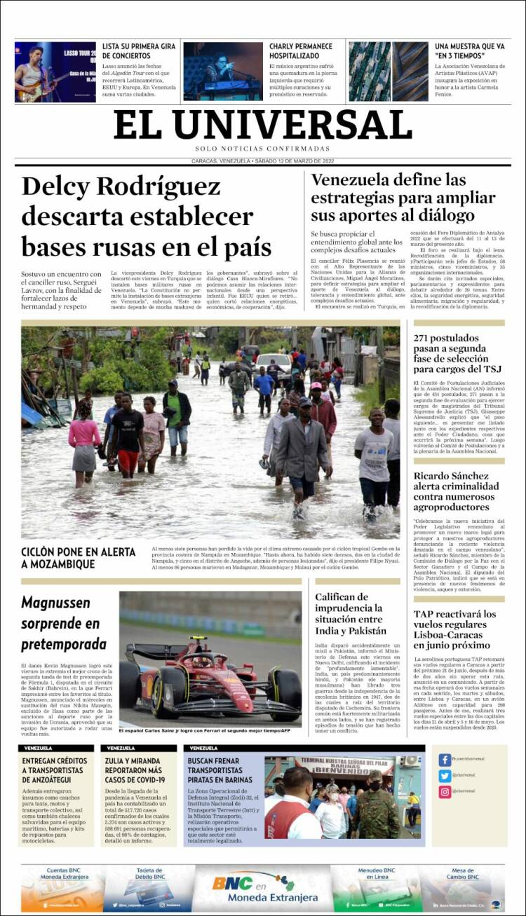 Portada de Universal (Venezuela)