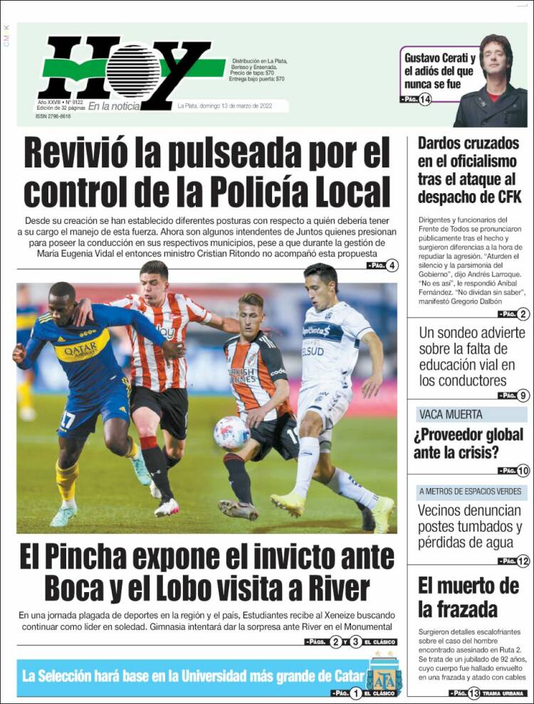 Portada de Diario Hoy (Argentina)