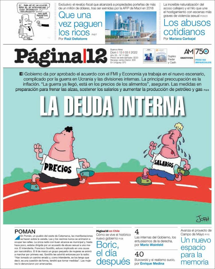 Portada de Página/12 (Argentina)