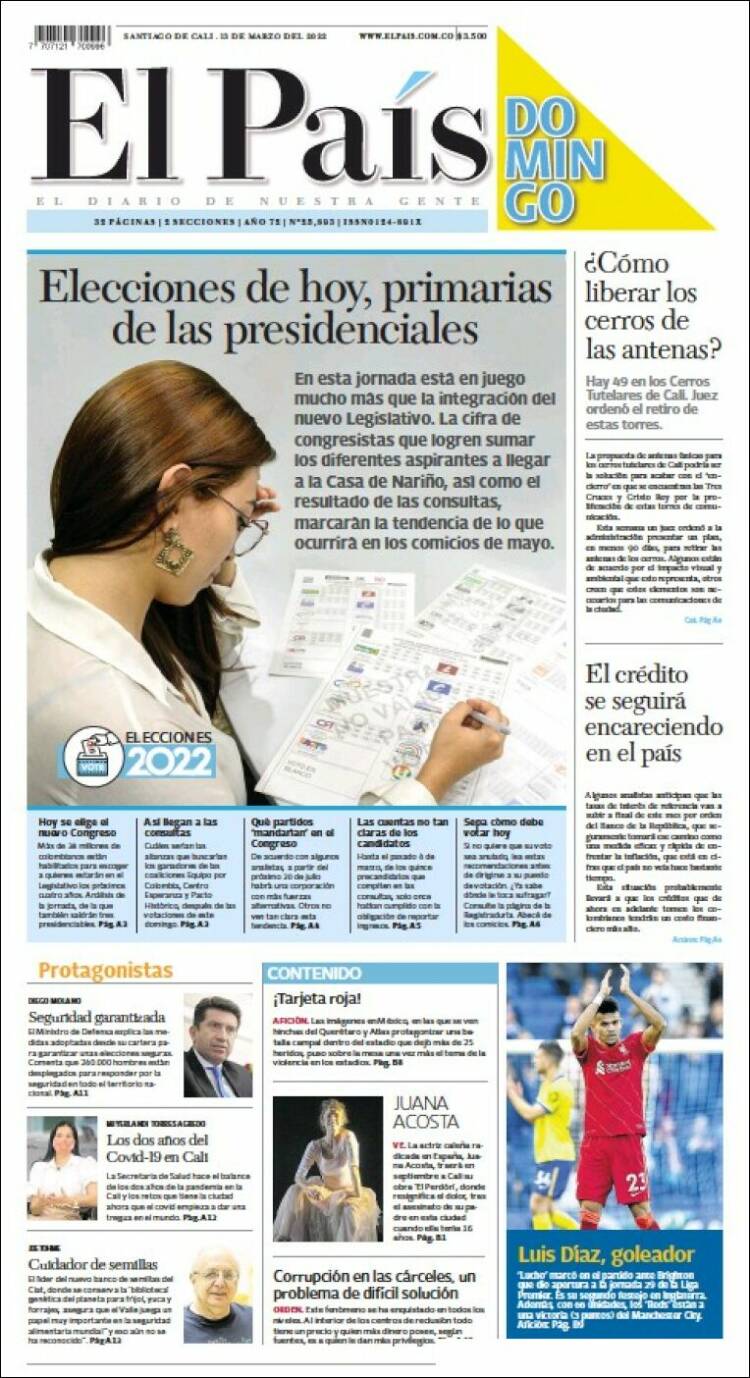 Portada de El País - Cali (Colombia)