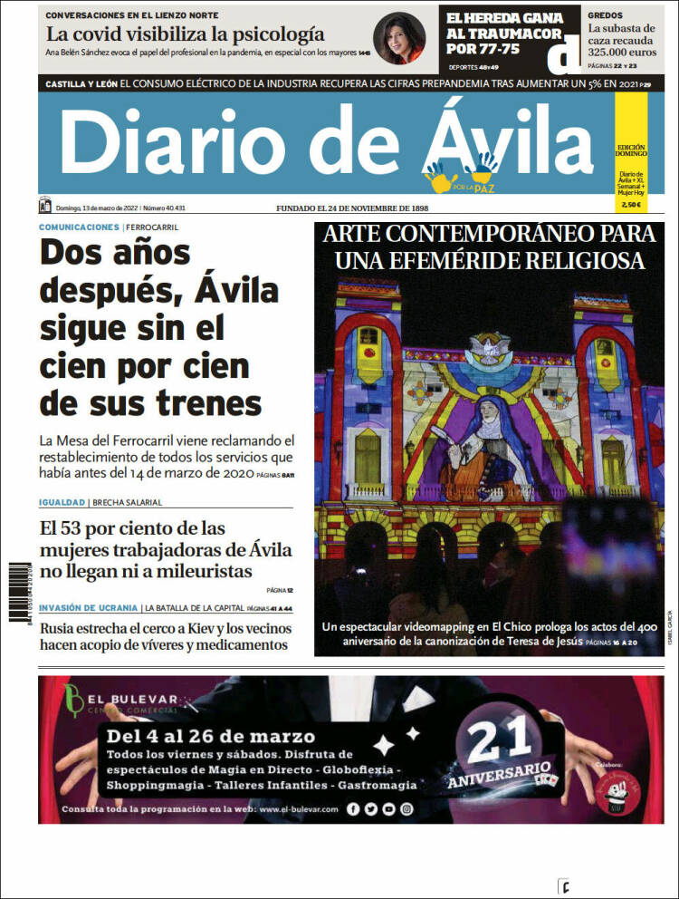 Portada de Diario de Ávila (Spain)