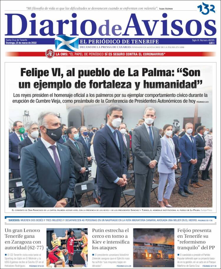 Portada de Diarios de Avisos (España)