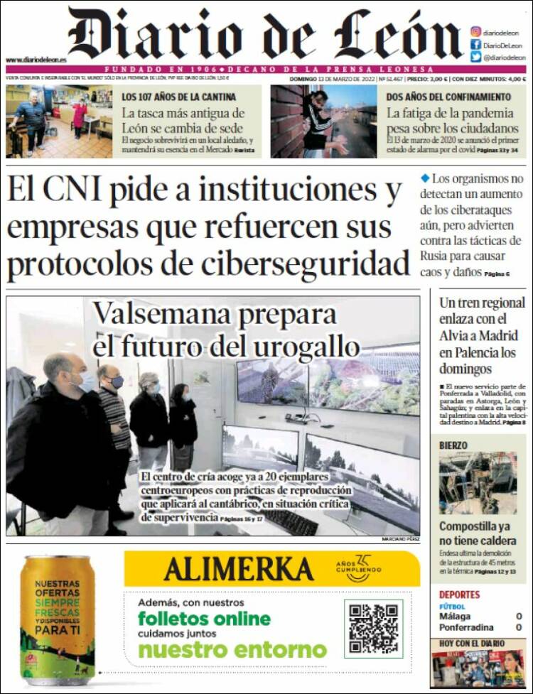 Portada de Diario de León (España)