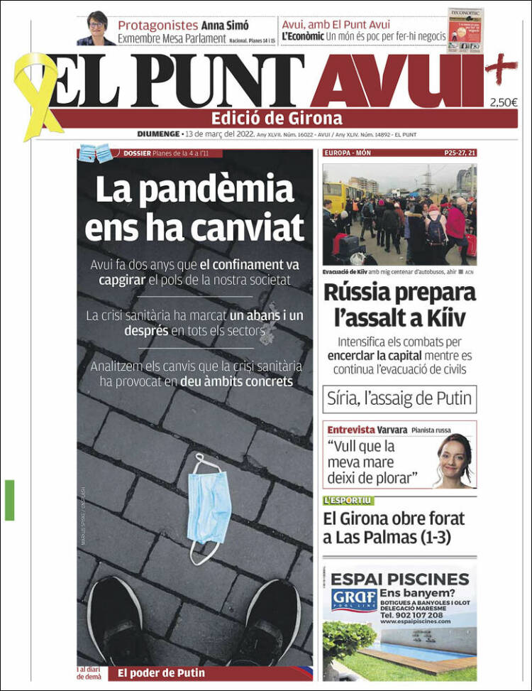 Portada de El Punt Avui - Girona (España)