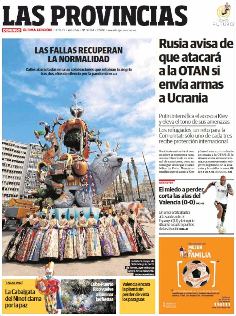 Portada de Las Provincias (España)