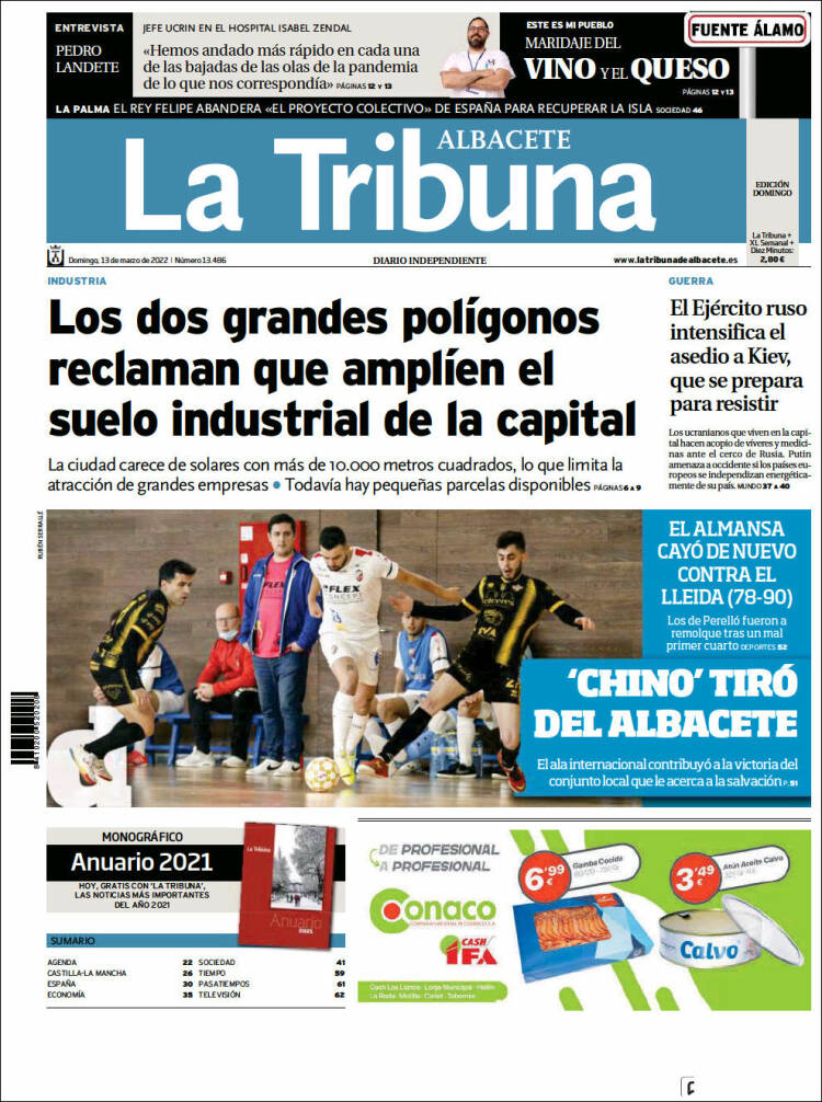 Portada de La Tribuna de Albacete (España)