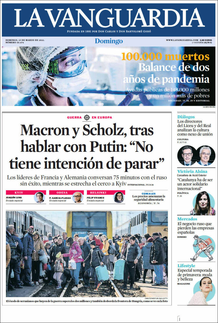 Portada de La Vanguardia (Espagne)